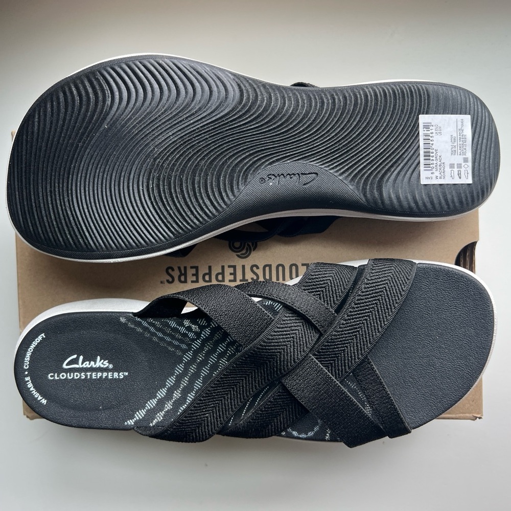 NEW Clarks Cloudsteppers Black Slip-On Shoes
